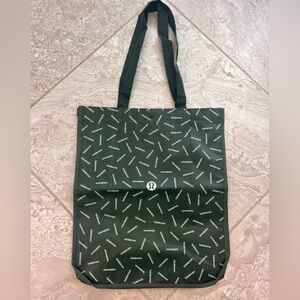 Lululemon Large Green and White Logo Shopper Tote Bag